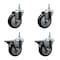 Service Caster 4 Inch Black Polyurethane 12 MM Threaded Stem Caster Set 2 Brakes SCC SCC-TS20S414-PPUB-BLK-M1215-2-PLB-2 - alternate 1
